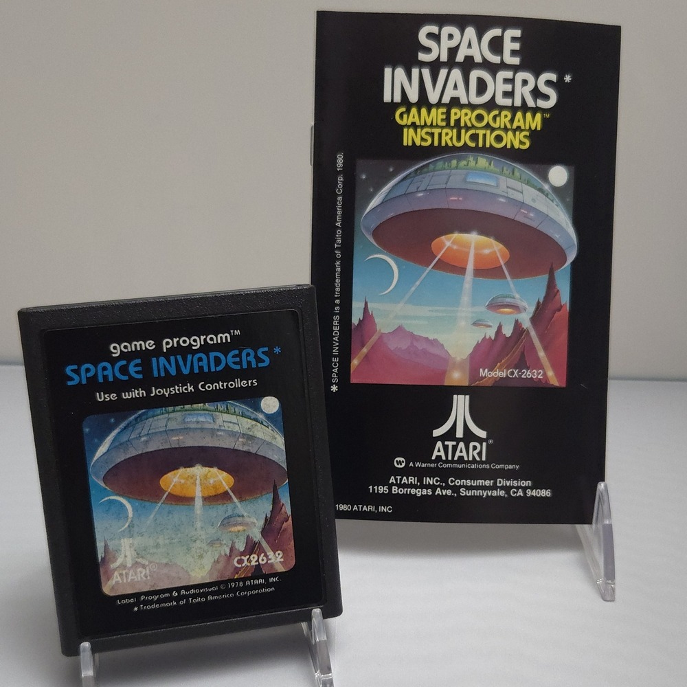 Space Invaders (1980 Atari 2600) Game Cartridge & Manual - Tested & Working!